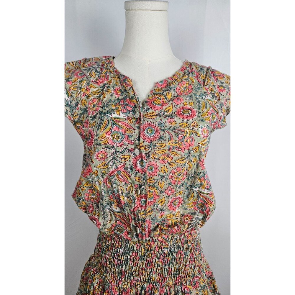 Perry Walker Collective Jenny Mini Dress Size 6 size 8 Boho Floral Green Pink - Picture 4 of 12